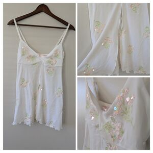 Vtg Y2K Victorias Secret Sheer Mesh Babydoll Cami Lingerie Top XS Fairy Floral
